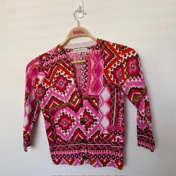 Jones New York Sport Cardigan Azalea Print Open Neck Top 3/4 Sleeve Women Small - Picture 1 of 9